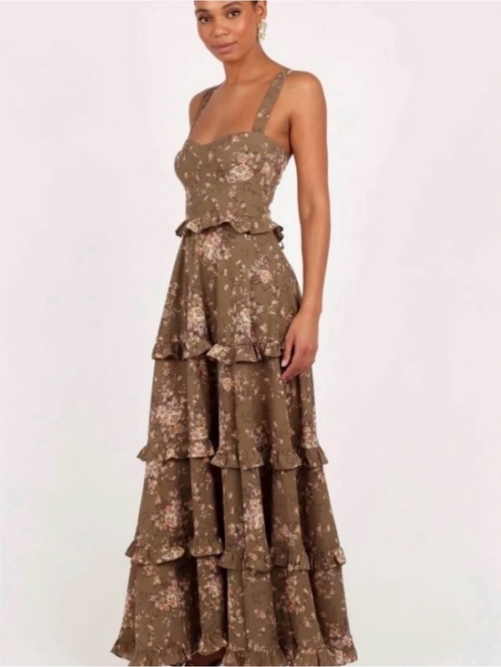 Dresses & Skirts - Olive Floral Tiered Maxi Dress - Brand Unspecified